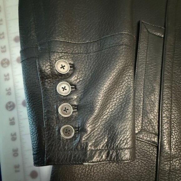 PRESTON & YORK LEATHER COAT, Above the Knee, BLACK, SIZE XL - Picture 5 of 7